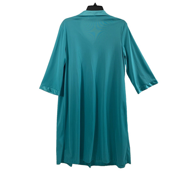 Vintage Vanity Fair Robe Womens Medium Teal Blue Nylon Button Down Sleepwear USA - Picture 2 of 11